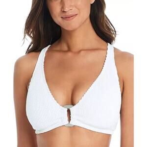 NWT Bleu Rod Beattie White Pucker Up V-Neck Bralette Bikini Top Size 36D